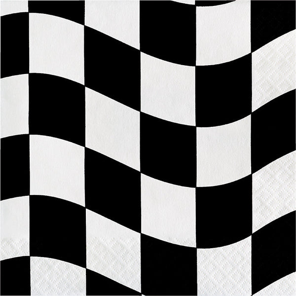 Party Decorations Black And White Check Napkins, 18 ct