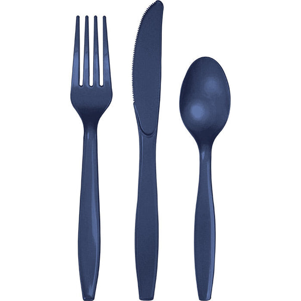 Party Decorations Navy Assorted Plastic Cutlery, 24 ct