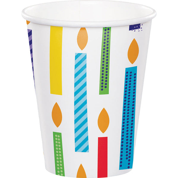 Party Decorations Bright Birthday Hot/Cold Paper Cups 9 Oz., 8 ct