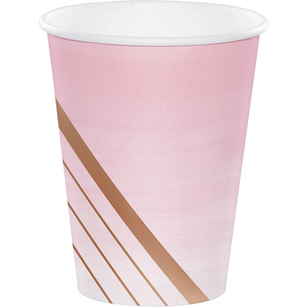 Party Decorations Rose' All Day Hot/Cold Paper Paper Cups 12 Oz., Foil, 8 ct