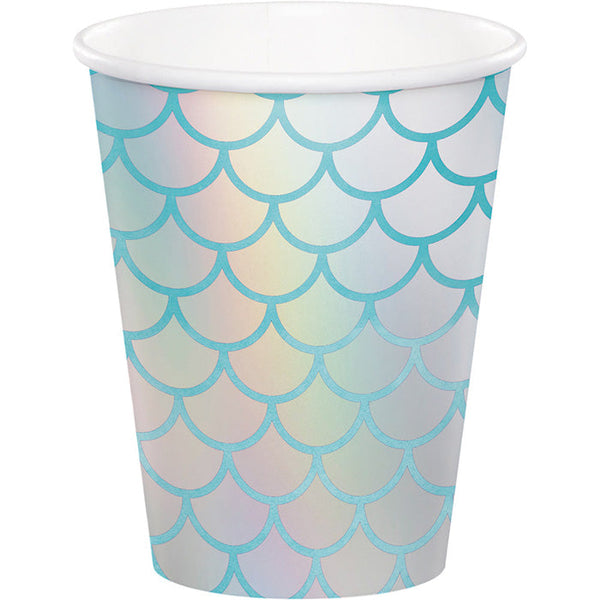 Party Decorations Mermaid Shine Hot/Cold Paper Cups 9 Oz., Foil, 8 ct