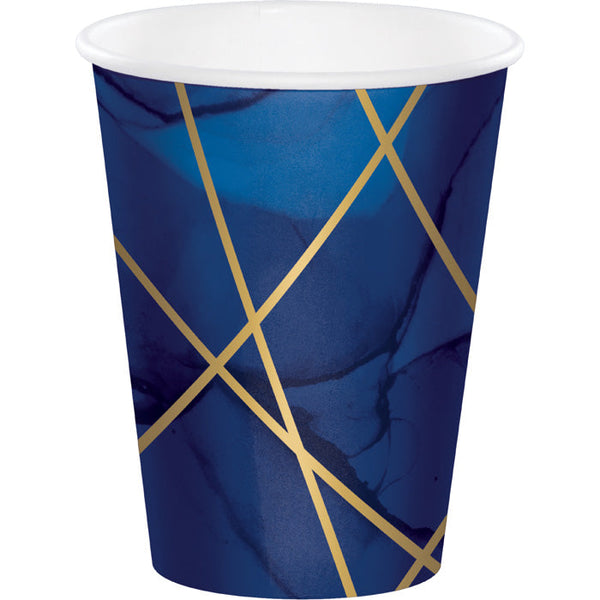 Party Decorations Navy Blue And Gold Foil Paper Cups, Pack Of 8