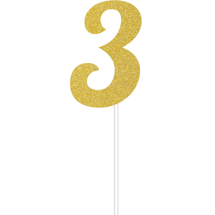 Party Decorations Gold Glitter #3 Cake Topper