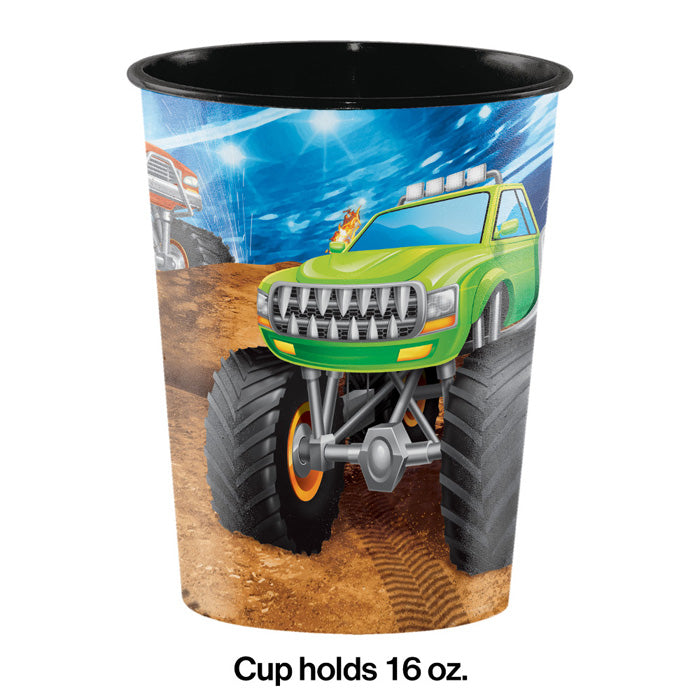 Party Decorations Monster Truck Rally Plastic Keepsake Cup 16 Oz.