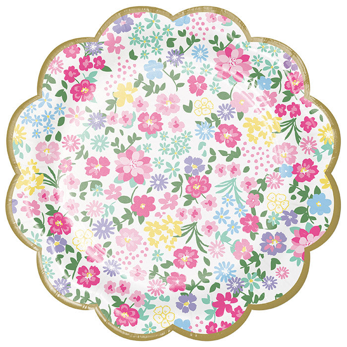 Party Decorations Floral Tea Party Scalloped Plate 7" Assorted Florals, 8 ct