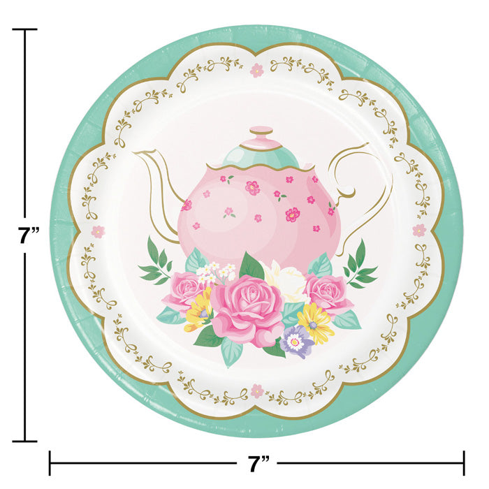 Party Decorations Floral Tea Party Paper Dessert Plates, 8 ct