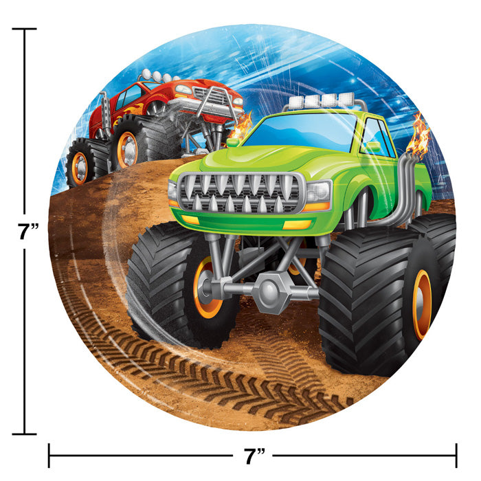 Party Decorations Monster Truck Rally Paper Dessert Plates, 8 ct