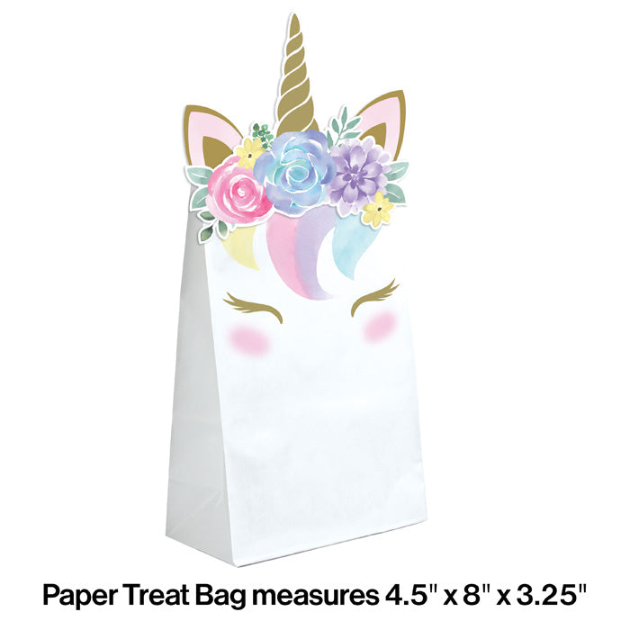 Party Decorations Unicorn Baby Shower Paper Treat Bags, Pack Of 8