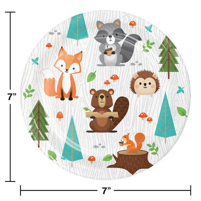 Party Decorations Wild One Woodland Animals Paper Dessert Plates, Pack Of 8