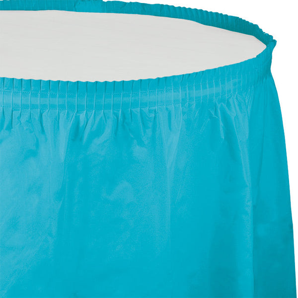 Party Decorations Bermuda Blue Plastic Tableskirt, 14' X 29