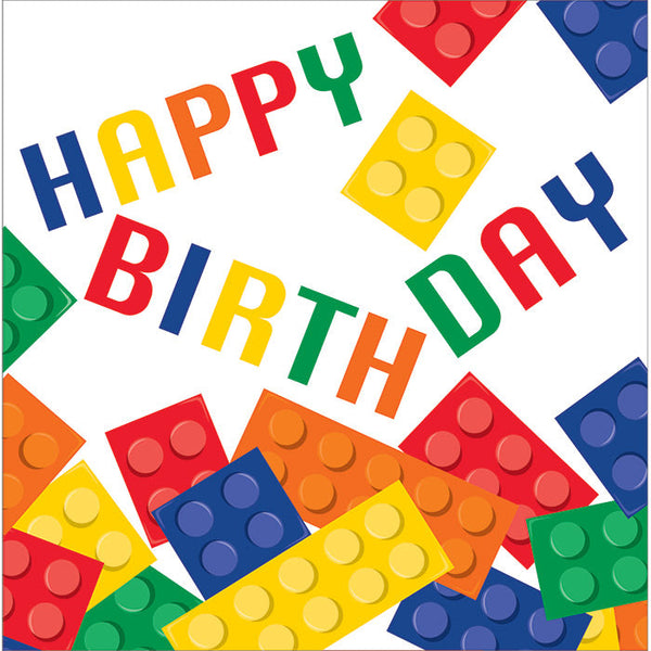 Party Decorations Block Party Birthday Napkins, 16 ct