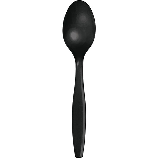 Party Decorations Black Plastic Spoons, 50 ct