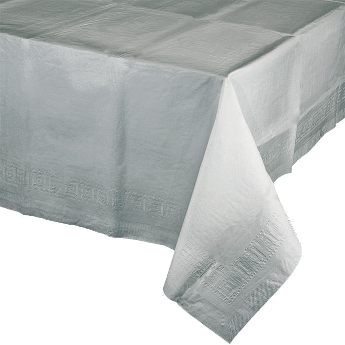 Party Decorations Shimmering Silver Tablecover 54"X 108" Polylined Tissue