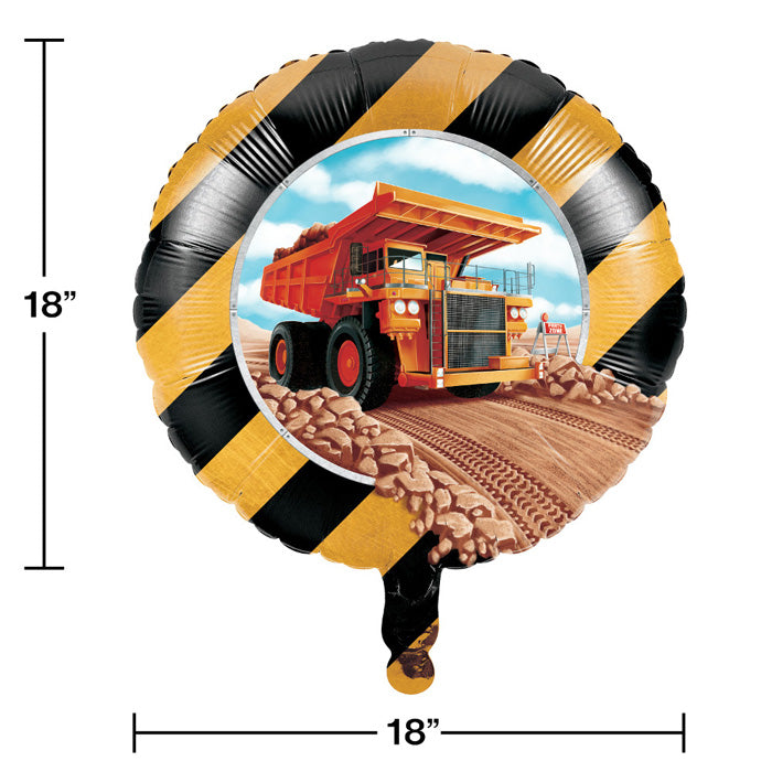 Party Decorations Big Dig Construction Metallic Balloon 18"