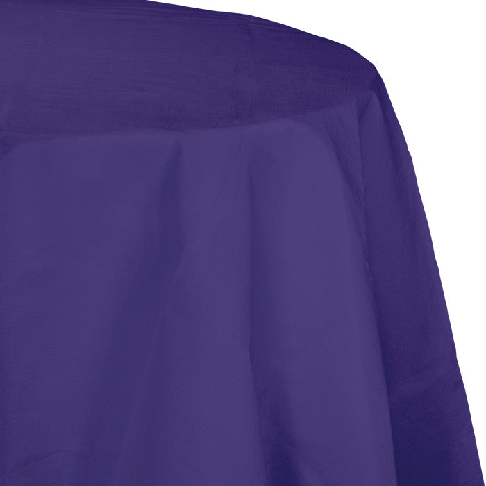 Party Decorations Purple Round Polylined TIssue Tablecover, 82"