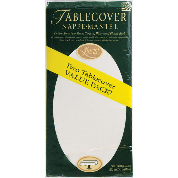 Party Decorations White Linette Paper Table Covers, 54