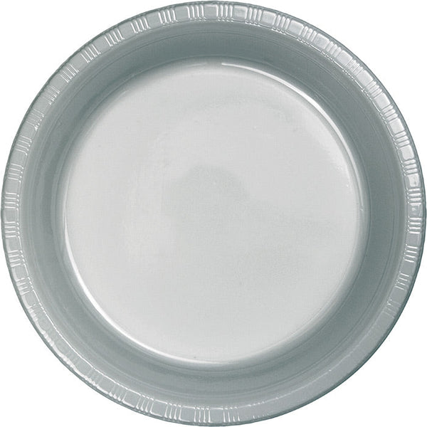 Party Decorations Shimmering Silver Plastic Dessert Plates, 20 ct