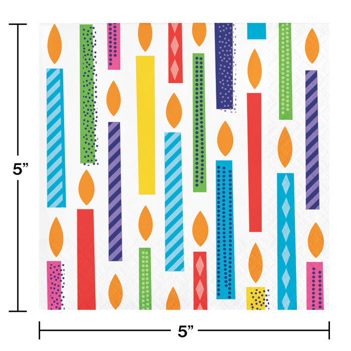 Party Decorations Bright Birthday Beverage Napkins, 16 ct