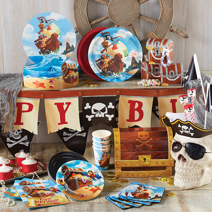 Party Decorations Pirate Treasure Paper Dessert Plates, 8 ct