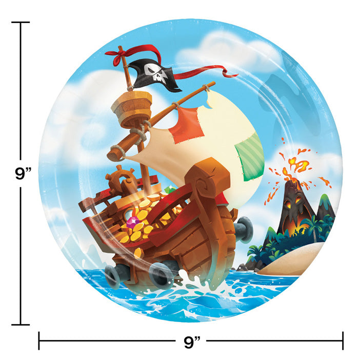 Party Decorations Pirate Treasure Paper Plates, 8 ct