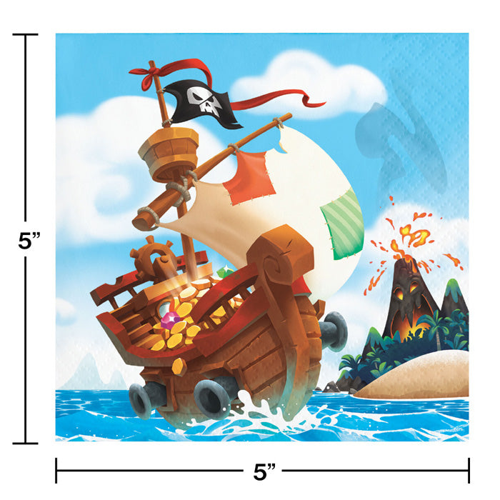 Party Decorations Pirate Treasure Beverage Napkins, 16 ct