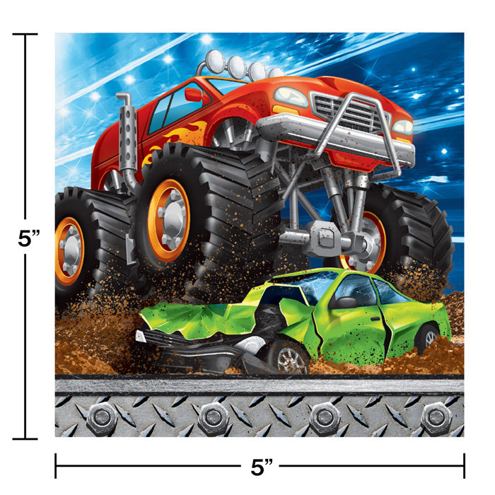 Party Decorations Monster Truck Rally Beverage Napkins, 16 ct