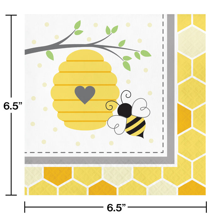 Party Decorations Bumblebee Baby Napkins, 16 ct