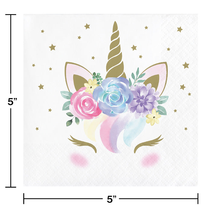 Party Decorations Unicorn Baby Shower Beverage Napkins, Pack Of 16