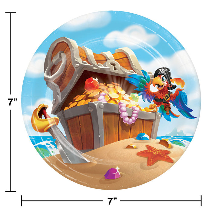 Party Decorations Pirate Treasure Paper Dessert Plates, 8 ct