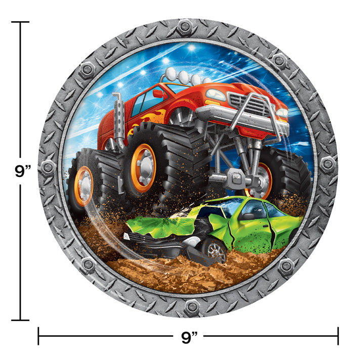 Party Decorations Monster Truck Rally Paper Plates, 8 ct