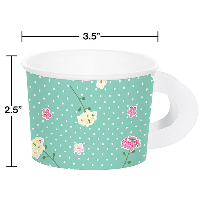 Party Decorations Floral Tea Party 8 oz Treat Cups, 8 ct