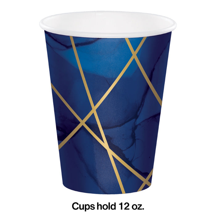 Party Decorations Navy Blue And Gold Foil Paper Cups, Pack Of 8