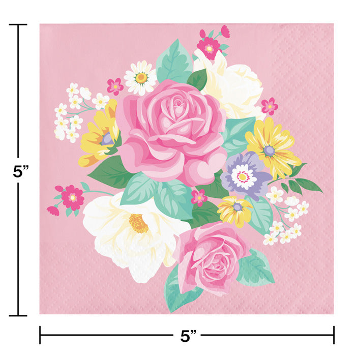 Party Decorations Floral Tea Party Beverage Napkins, 16 ct