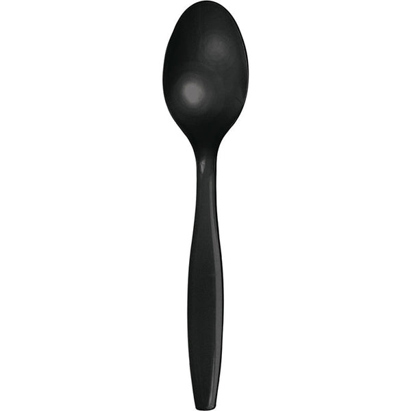 Party Decorations Black Plastic Spoons, 24 ct