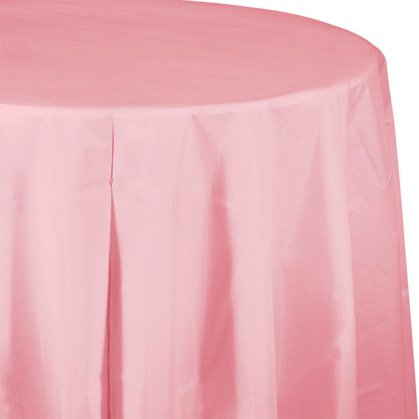 Party Decorations Classic Pink Round Plastic Tablecover, 82