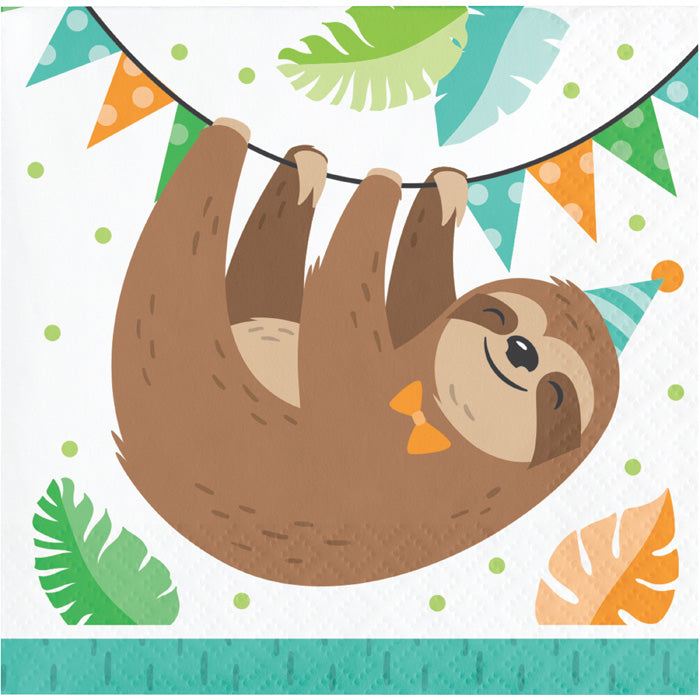 Party Decorations Sloth Party Beverage Napkins, Pack Of 16