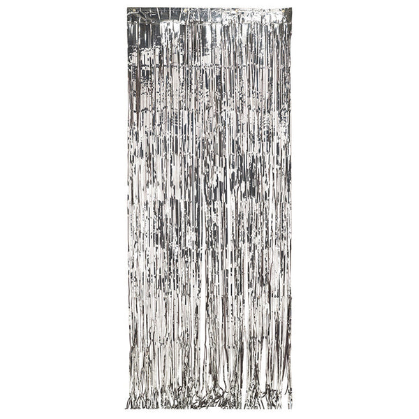 Party Decorations Foil Door Curtain Silver, 8'X3'