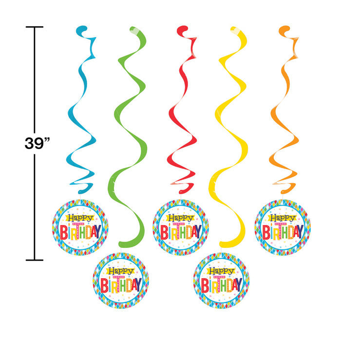 Party Decorations Bright Birthday Dizzy Danglers, 5 ct