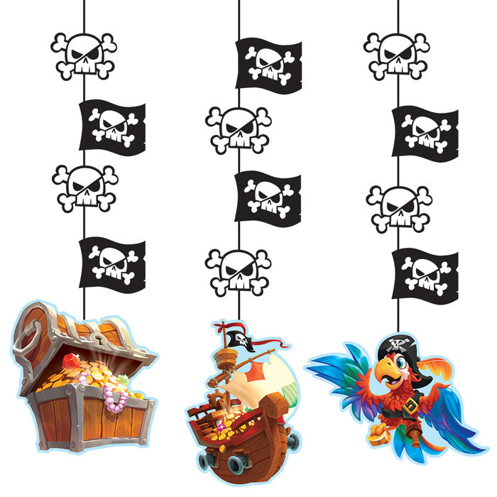 Party Decorations Pirate Treasure Hanging Cutouts, 3 ct