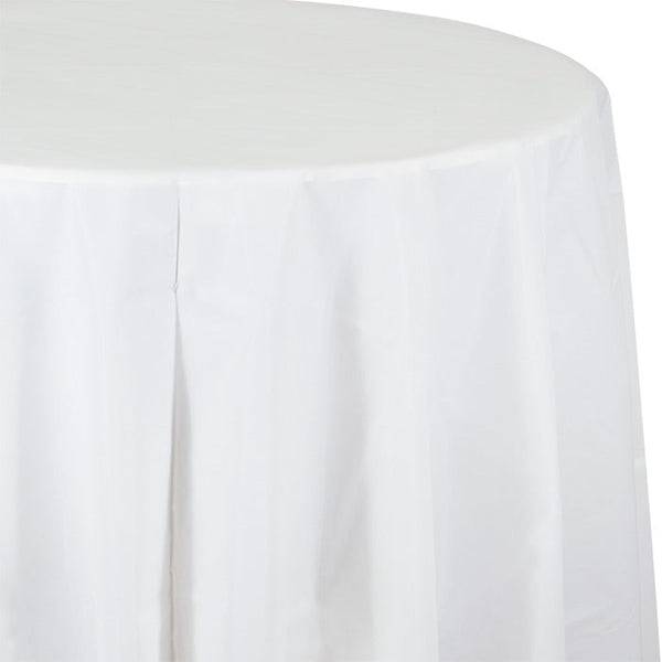 Party Decorations White Round Plastic Tablecover, 82