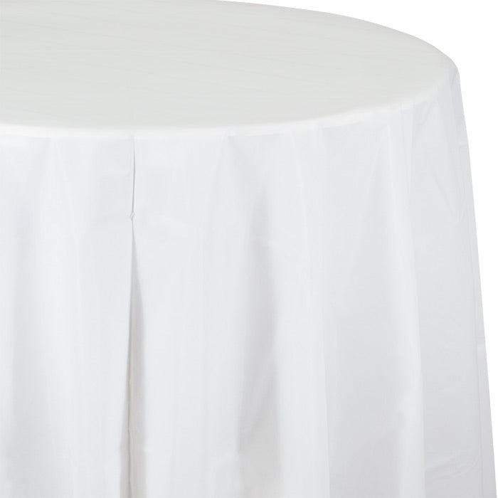 Party Decorations White Round Plastic Tablecover, 82"