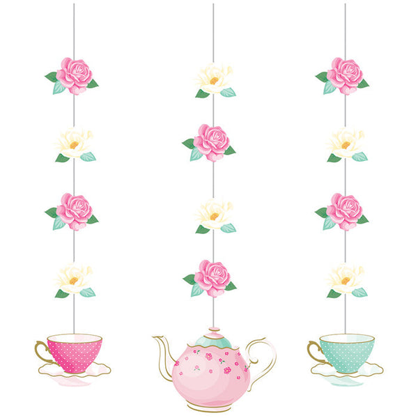 Party Decorations Floral Tea Party Hanging Cutouts, 3 ct