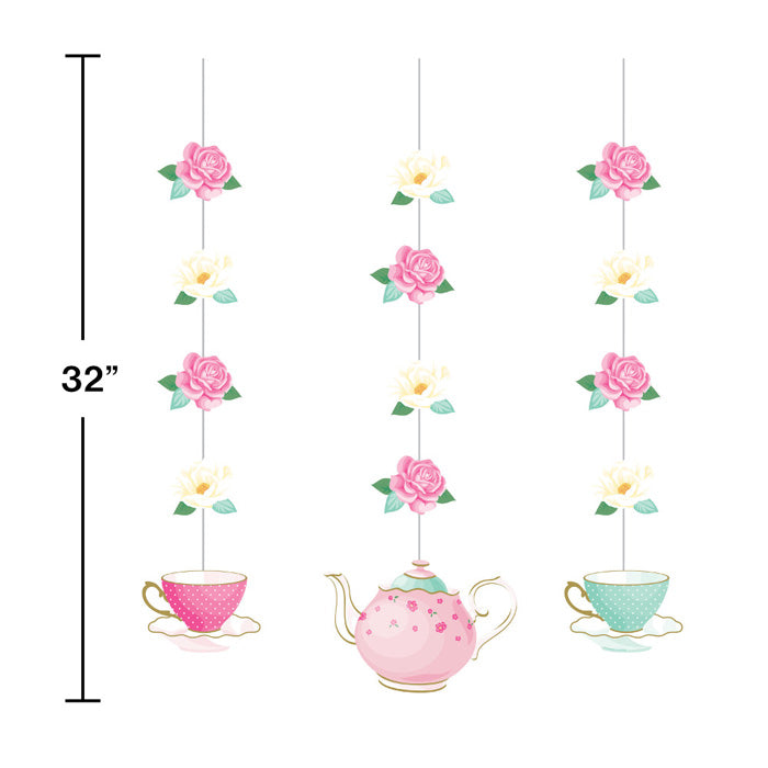 Party Decorations Floral Tea Party Hanging Cutouts, 3 ct