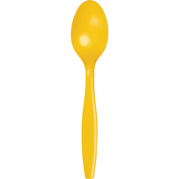 Party Decorations School Bus Yellow Plastic Spoons, 24 ct