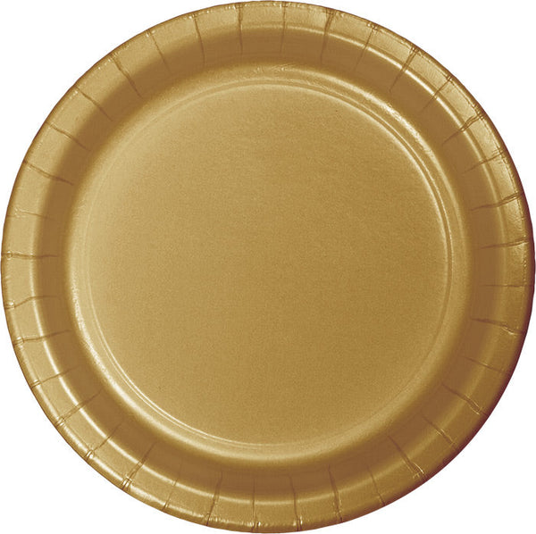 Party Decorations Glittering Gold Paper Dessert Plates, 24 ct