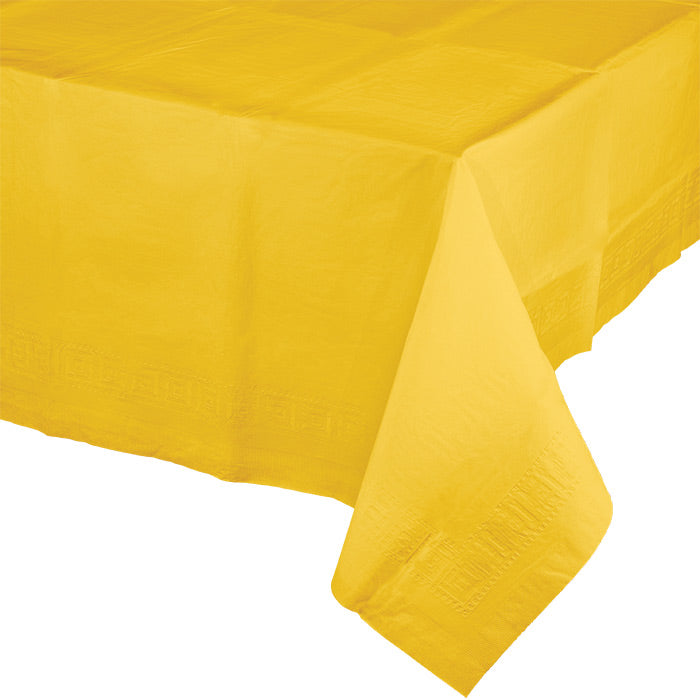 Party Decorations School Bus Yellow Tablecover 54"X 108" Polylined Tissue