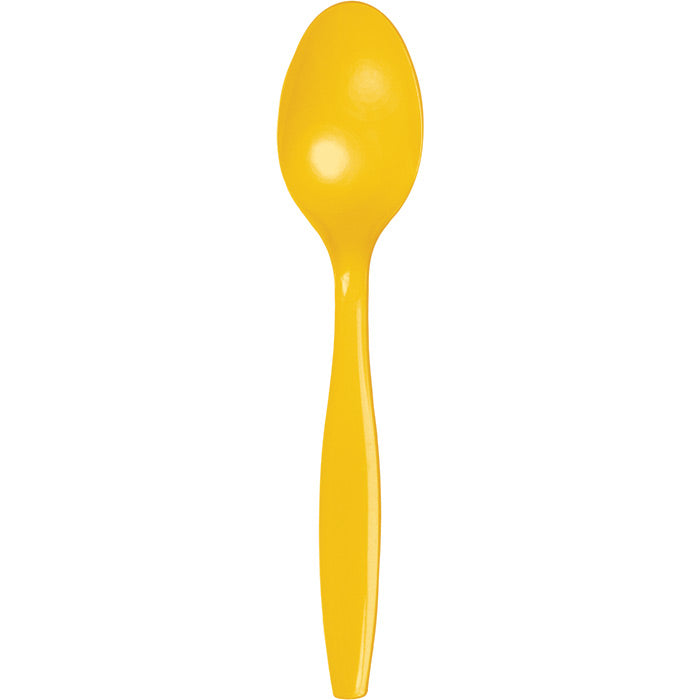 Party Decorations School Bus Yellow Plastic Spoons, 50 ct