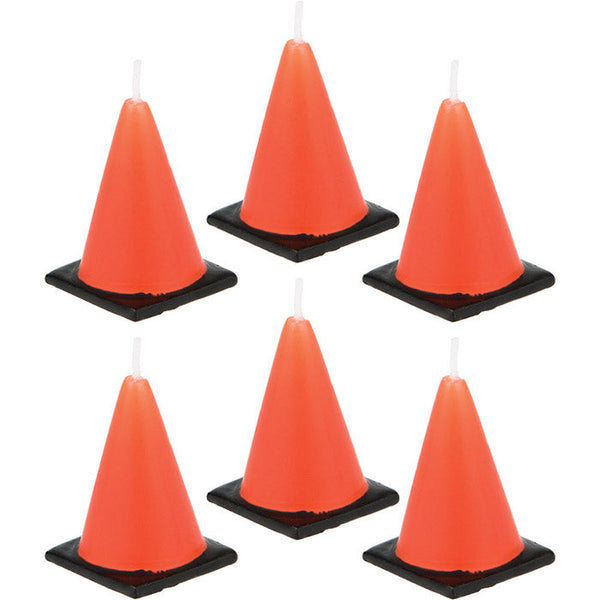 Party Decorations Construction Cone Candles, 6 Count