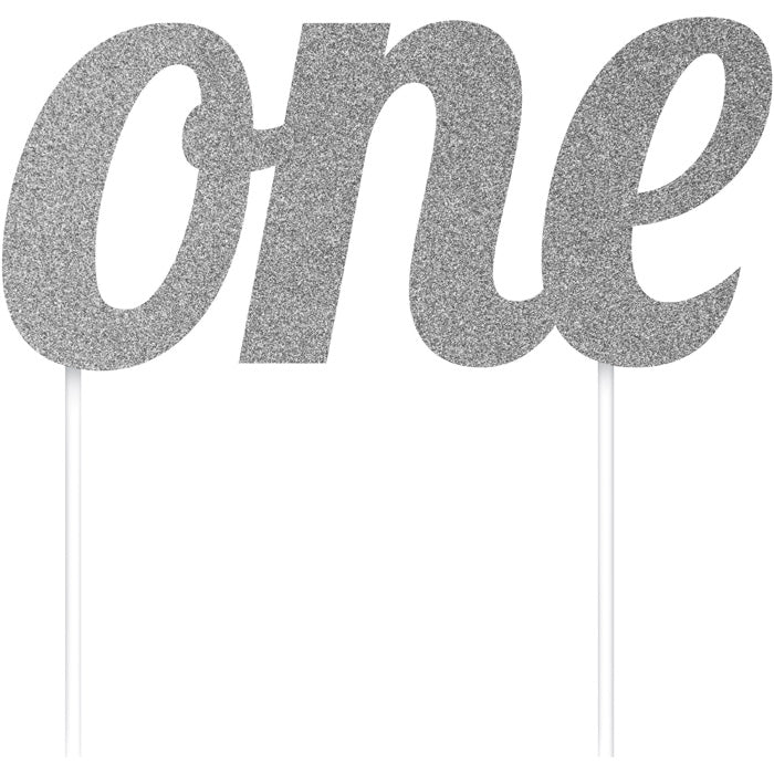 Party Decorations Silver "One" Cake Topper