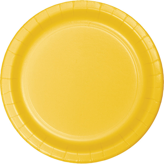 Party Decorations School Bus Yellow Paper Dessert Plates, 8 ct